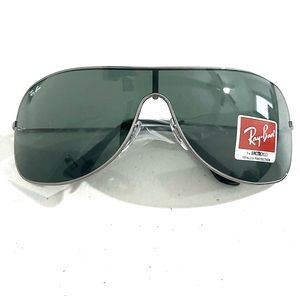 Ray-Ban 125mm Pilot Shield Oversized Sunglasses Gunmetal Gray Unisex
